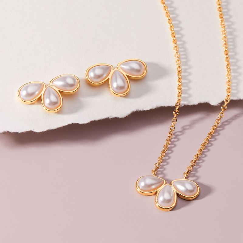 Sandy Pearl Necklace - Gold