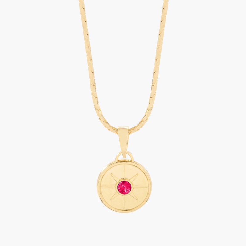 Rosa Compass Coin Birthstone Pendant