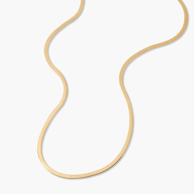 Izzy Mini 14K Gold Herringbone Chain Necklace - Gold