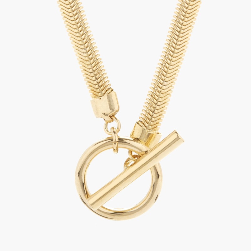 Izzy Herringbone Toggle Necklace - Gold