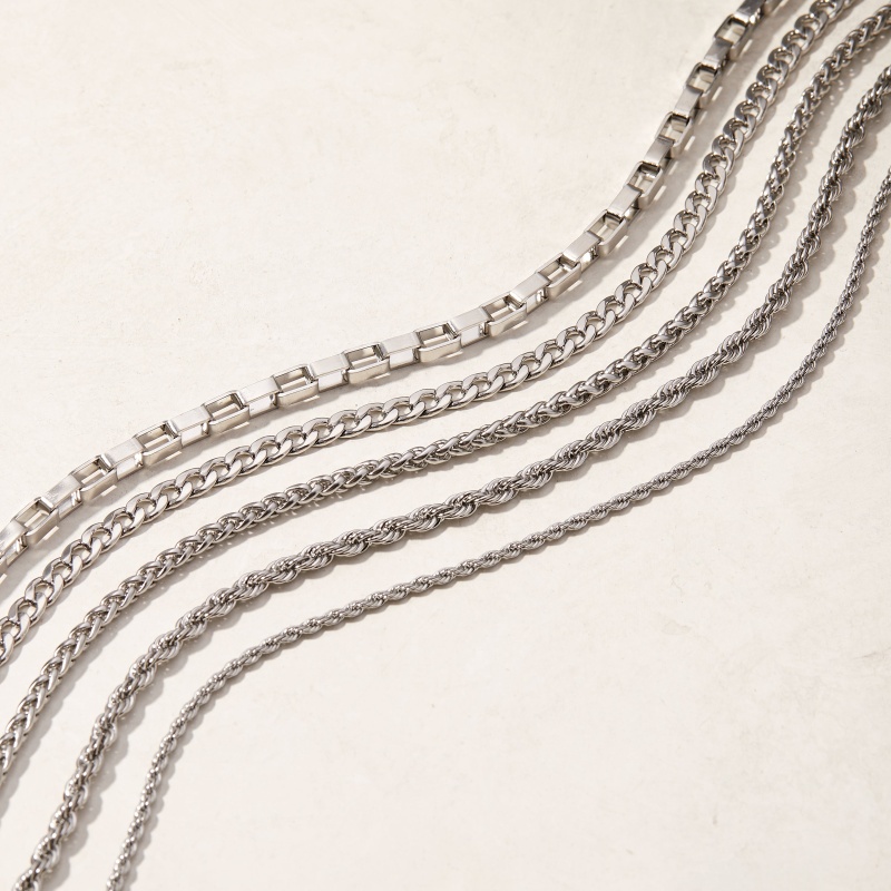 Palmer 4Mm Rope Chain Necklace - Steel