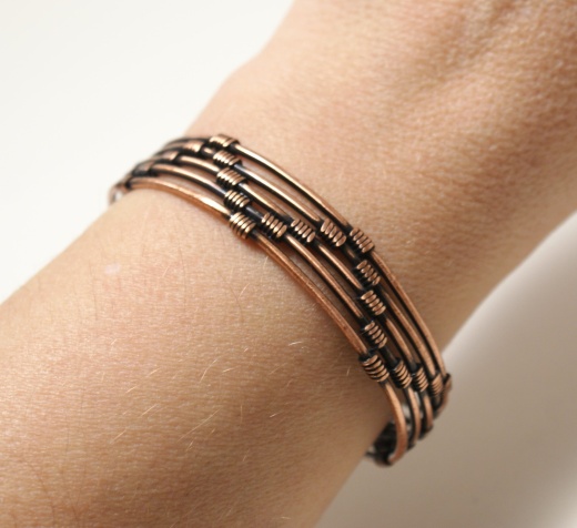 Handmade Copper Wire Wrapped Cuff Bracelet