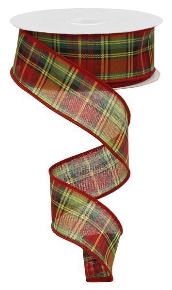 Christmas Plaid - 1.5 x 10 Yards Plaid Wired Ribbon