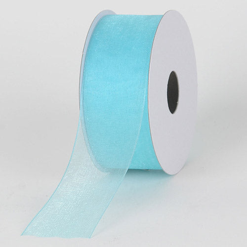 Turquoise - Sheer Organza Ribbon - ( 1 - 1/2 inch | 25 Yards )