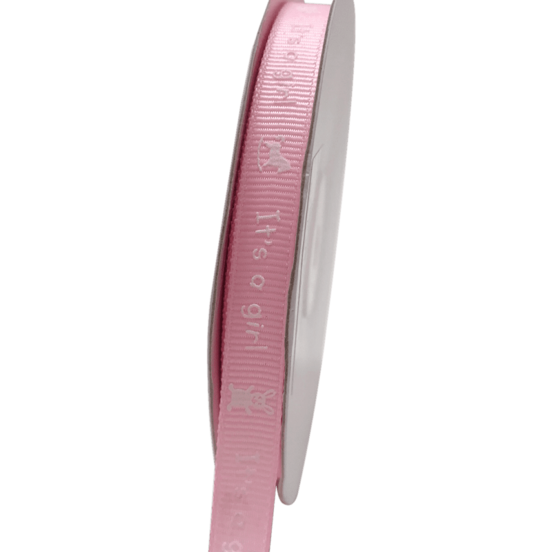Pink - It's A Girl - Grosgrain Ribbon Baby Design ( W: 3/8 Inch | L: 25 Yards )
