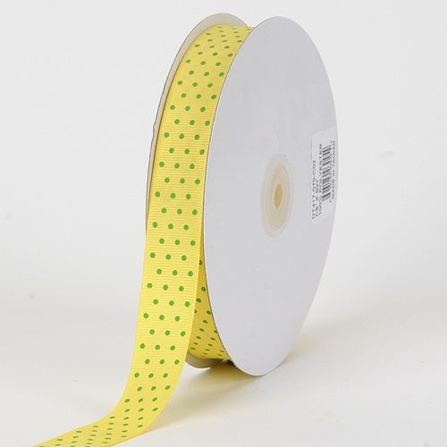 Grosgrain Ribbon Swiss Dot Canary With Apple Dots ( 5/8 Inch | 50 Yards )