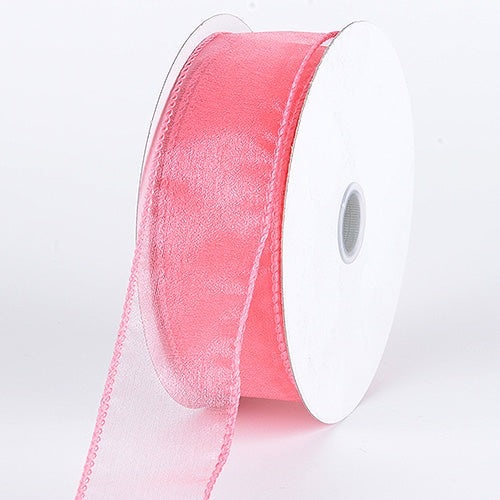 Light Pink - Organza Ribbon Thick Wire Edge - ( W: 2-1/2 inch