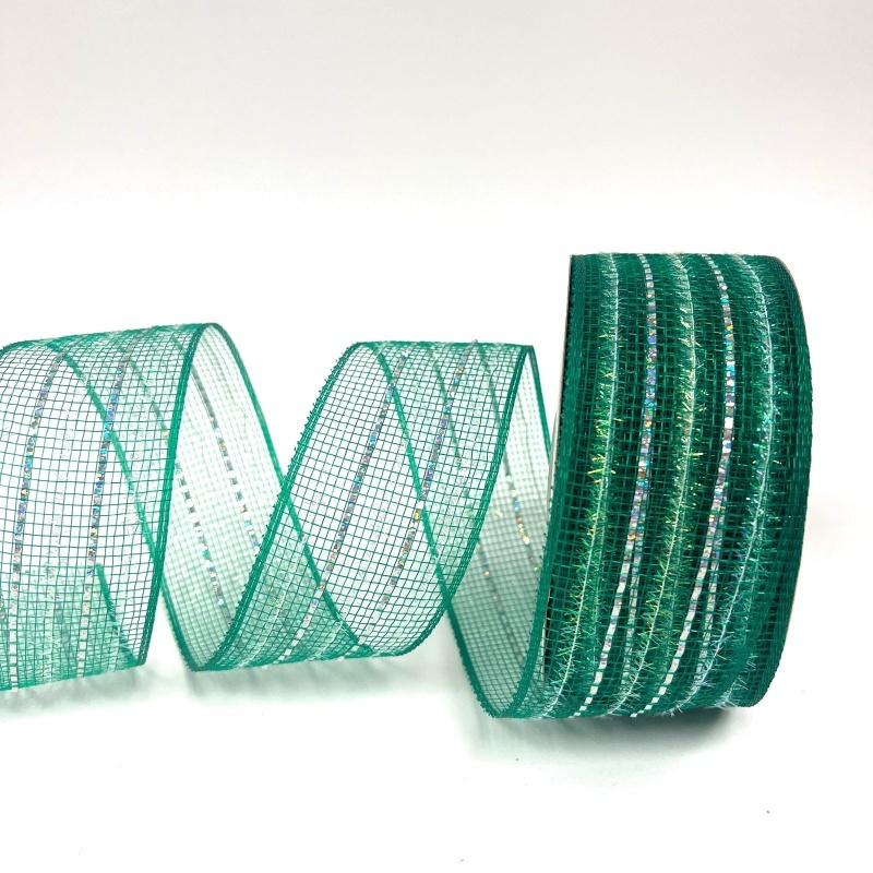 Emerald - Laser Metallic Mesh Ribbon - ( 2 - 1/2 Inch X 25 Yards )