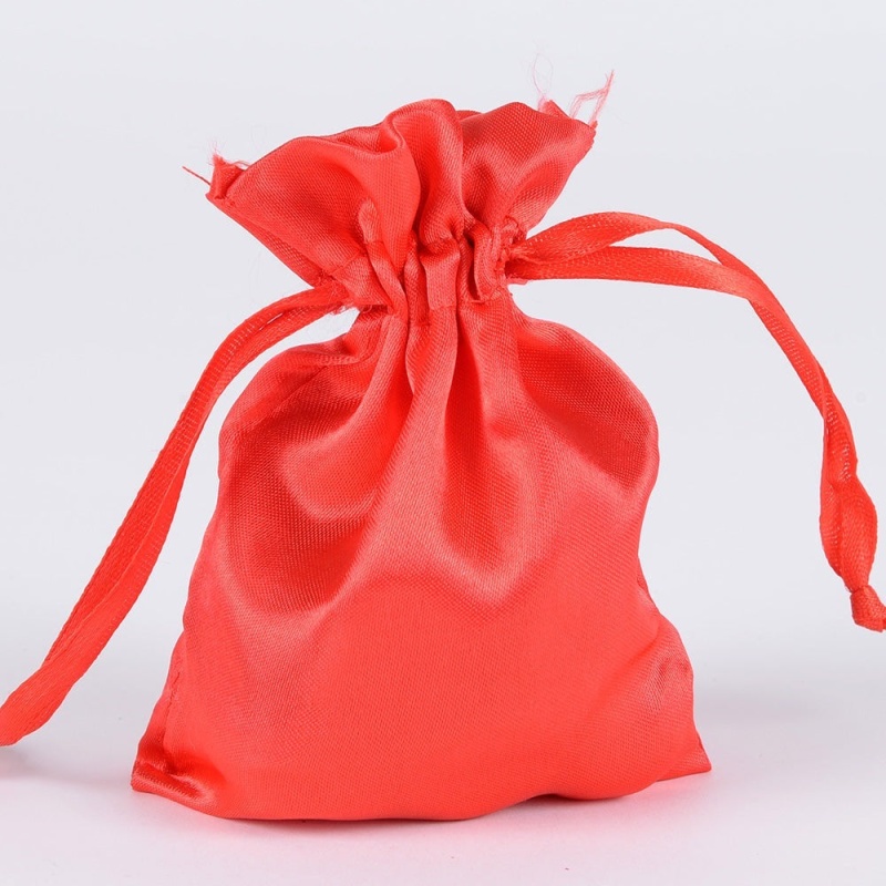 Red - Satin Bags - ( 3X4 Inch - 10 Bags )