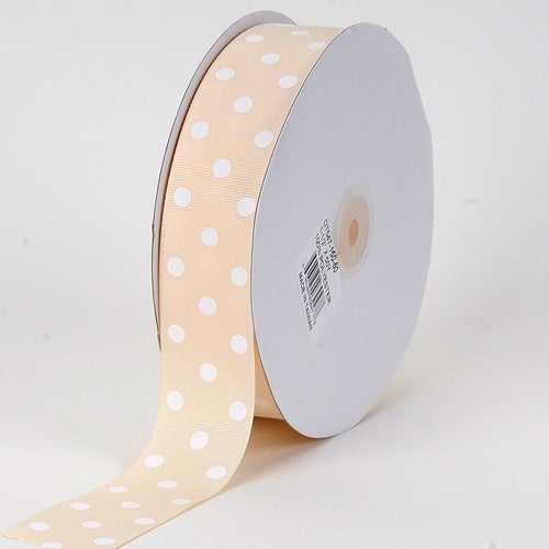Grosgrain Ribbon Color Dots Ivory With White Dots ( 1 - 1/2 Inch | 10 Yards)