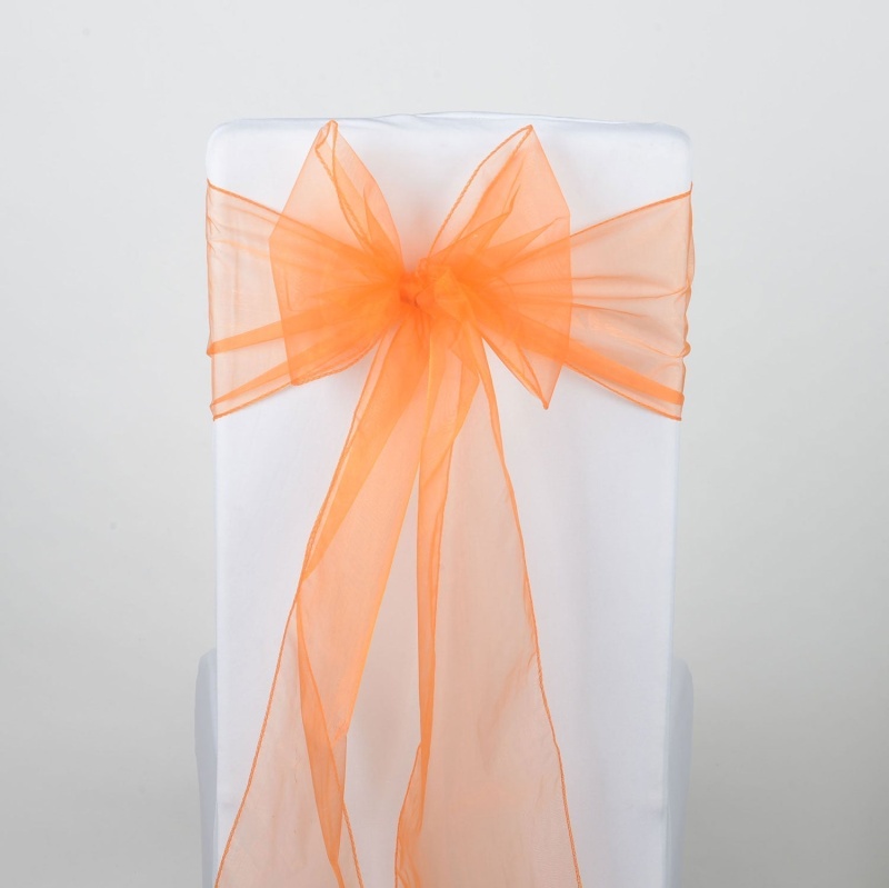 Orange - Organza Chair Sash - ( Pack Of 10 Piece - 8 Inches X 108 Inches )