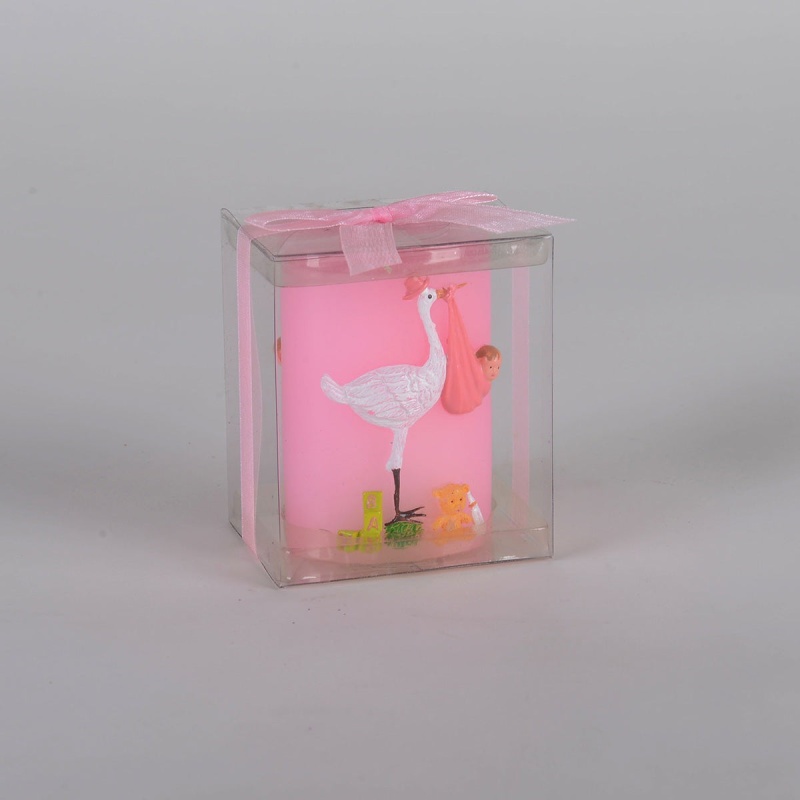 Stork Baby Candle - Pink