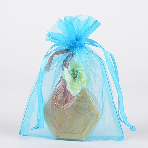 Turquoise - Organza Bags - ( 6X15 Inch - 10 Bags )