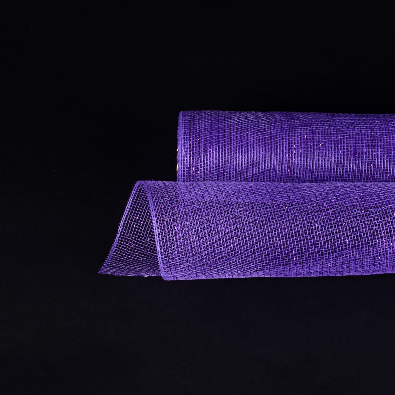 Purple - Laser Metallic Floral Deco Mesh Wrap - ( 21 Inch X 10 Yards )