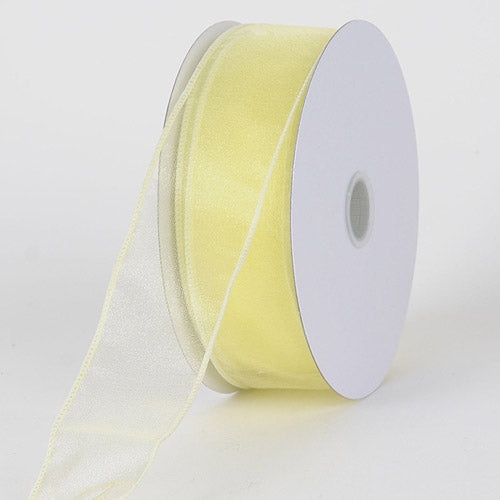 Baby Maize - Organza Ribbon Thick Wire Edge 25 Yards - ( W: 1 - 1/2 Inch | L: 25 Yards )