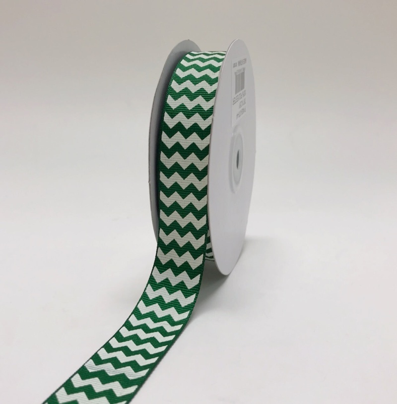 Emerald - Chevron Design Grosgrain Ribbon ( 7/8 Inch | 25 Yards )