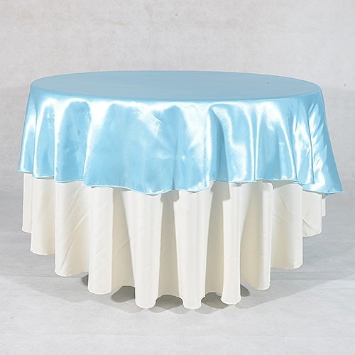 Light Blue - 70" Satin Round Tablecloths - ( 70 Inch )