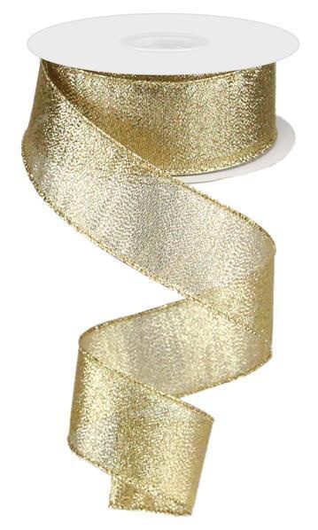 Gold Shimmer Glitter Wired Ribbon 2.5 X 10 Yards, Ribbon for