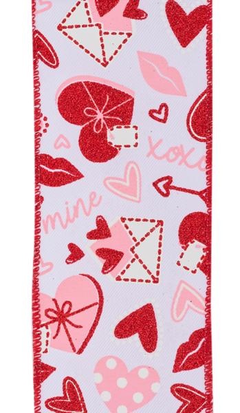 2.5 Valentine Graphics Ribbon: White (10 Yard)