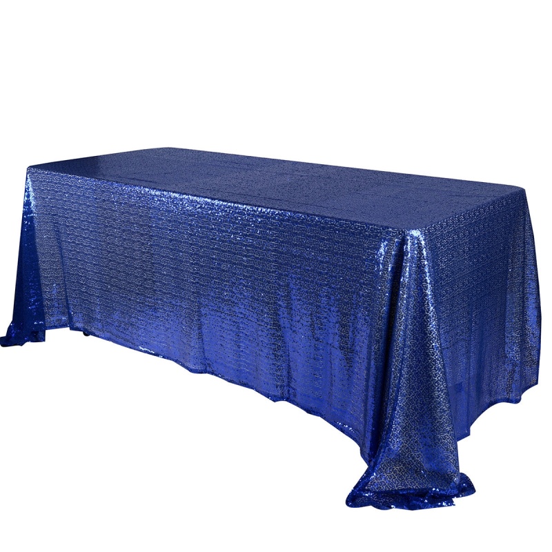 Navy Blue 90X132 Inch Rectangular Duchess Sequin Tablecloth
