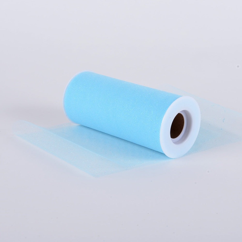 Light Blue Premium Glitter Tulle Fabric ( W: 6 Inch | L: 10 Yards )