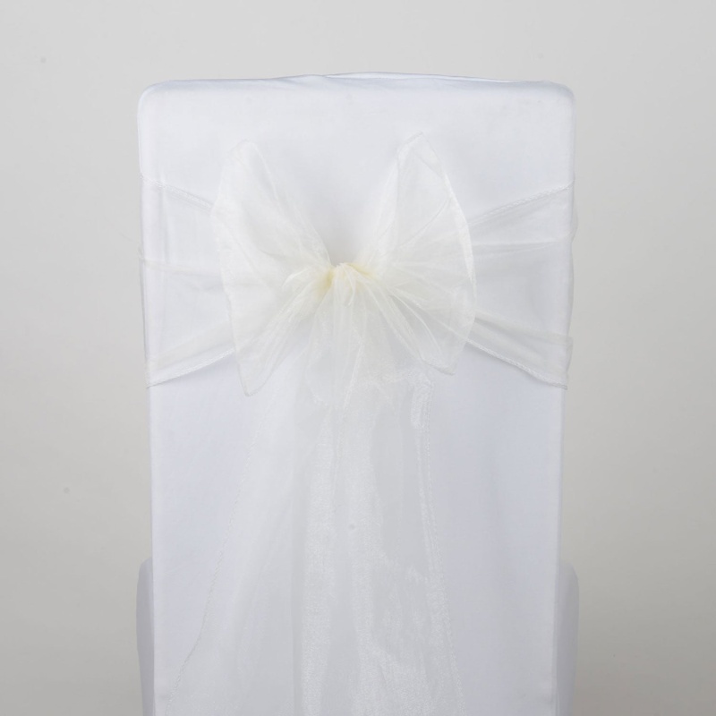 Ivory - Organza Chair Sash - ( Pack Of 10 Piece - 8 Inches X 108 Inches )