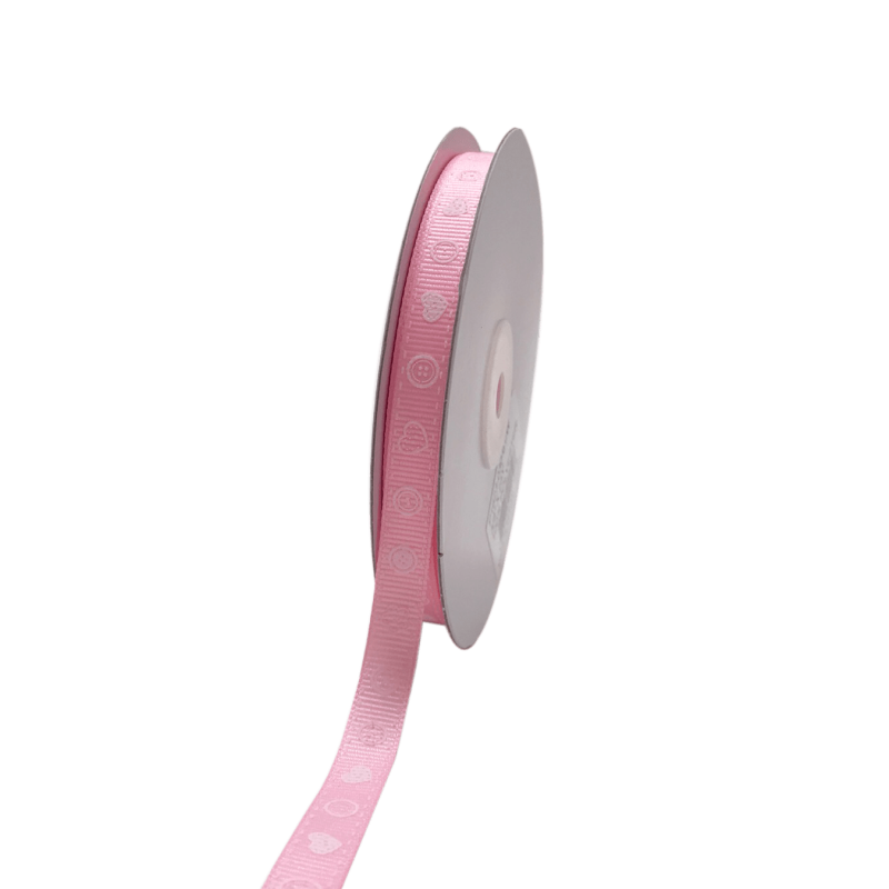 Pink - Heart Circle Flower - Grosgrain Ribbon Baby Design ( W: 3/8 Inch | L: 25 Yards )