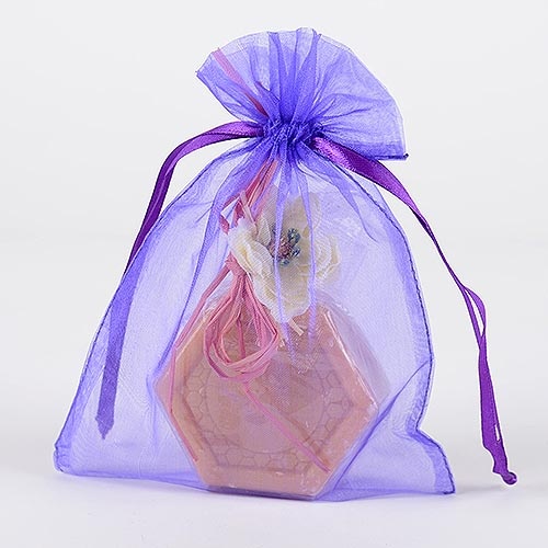 Purple - Organza Bags - ( 5 X 6.5-7 Inch - 10 Bags )