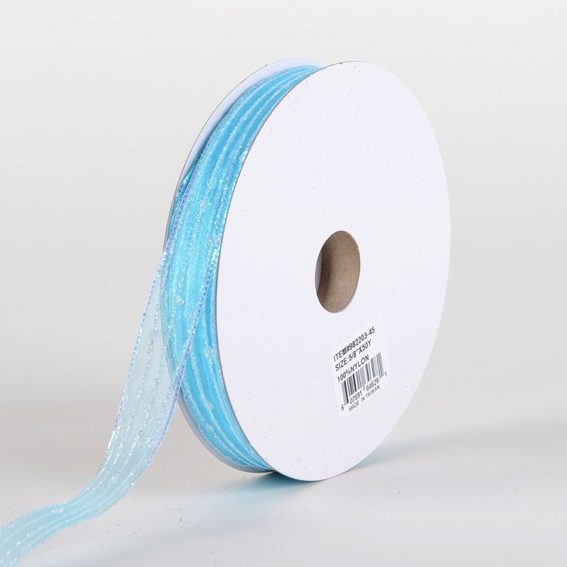 Glitter Corsage Ribbon Aqua - ( 5/8 Inch 50 Yards )