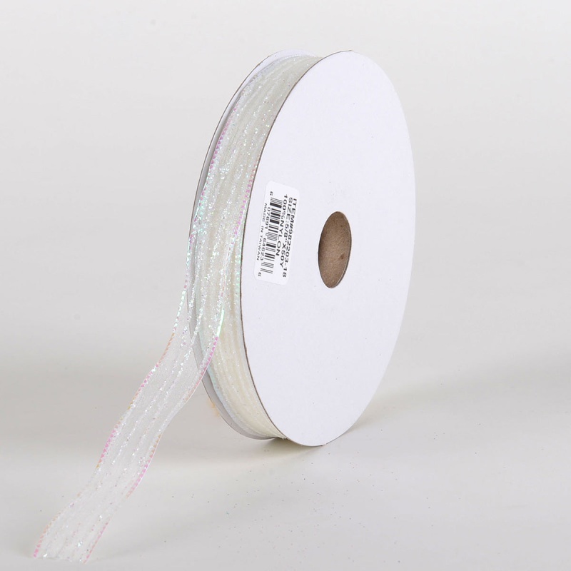 Glitter Corsage Ribbon Ivory - ( 5/8 Inch 50 Yards )