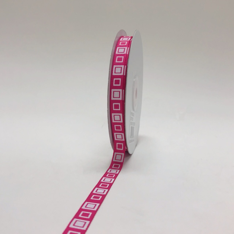 Fuchsia - Square Design Grosgrain Ribbon ( 3/8 Inch | 25 Yards )