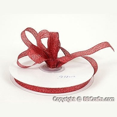 Red - Metallic Ribbon - ( W: 1/4 Inch | L: 25 Yards )