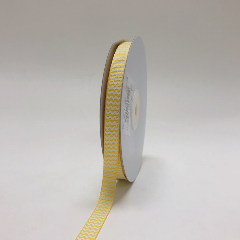 Yellow - Chevron Design Grosgrain Ribbon ( 3/8 Inch | 25 Yards )