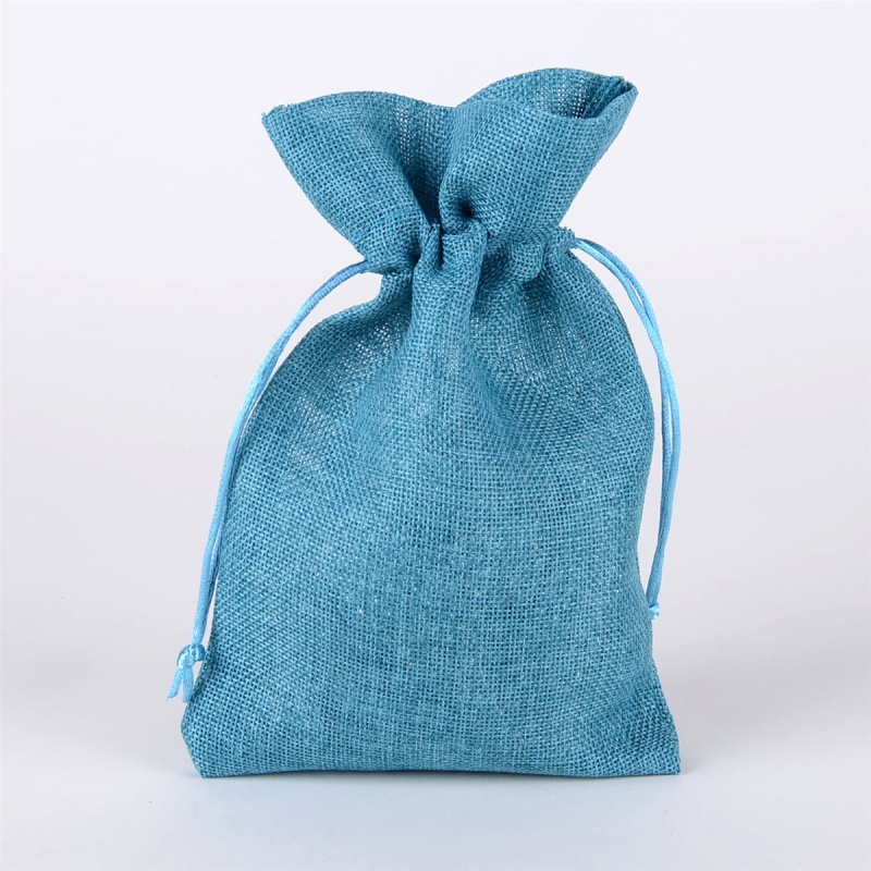 Turquoise - Faux Burlap Bags - ( 6X9 Inch - 6 Bags )