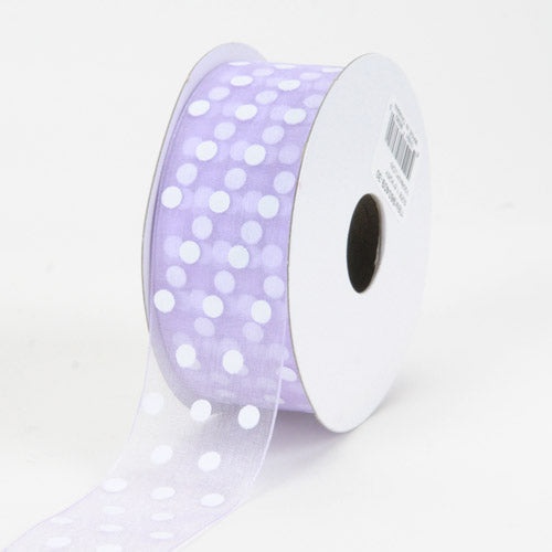 Lavender - Organza Polka Dot Ribbon - ( W: 1 - 1/2 Inch | L: 25 Yards )