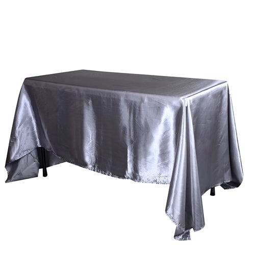 Silver 60 Inch X 126 Inch Rectangular Satin Tablecloths