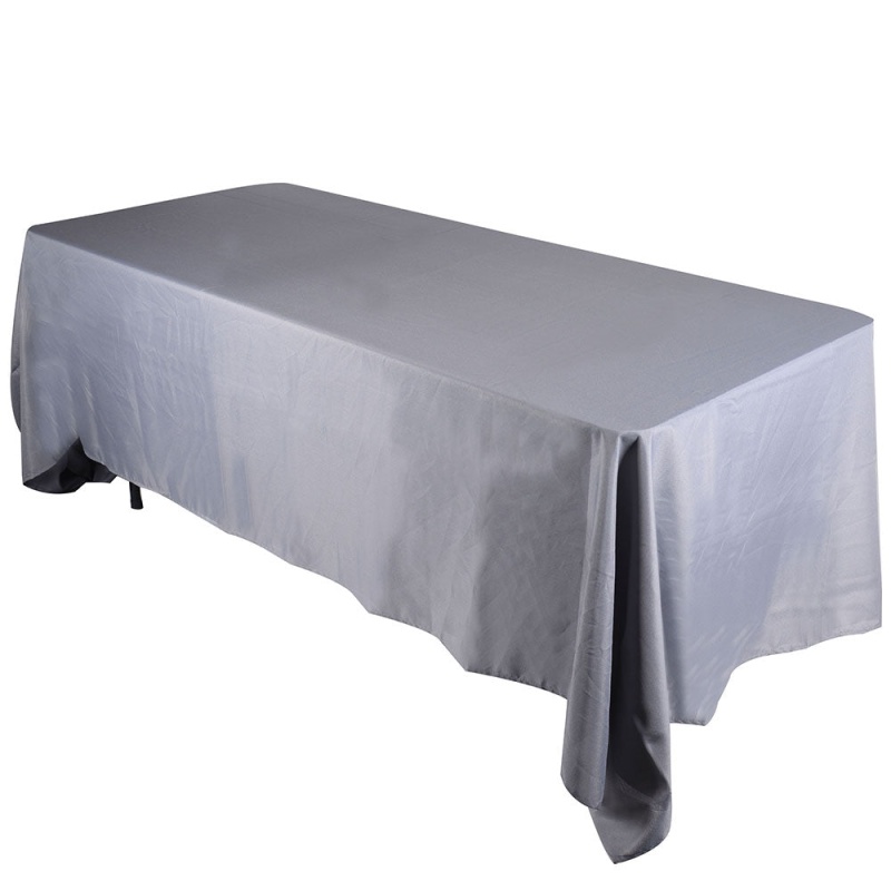 Silver- 60 X 102 Rectangle Polyester Tablecloths - ( 60 Inch X 102 Inch )