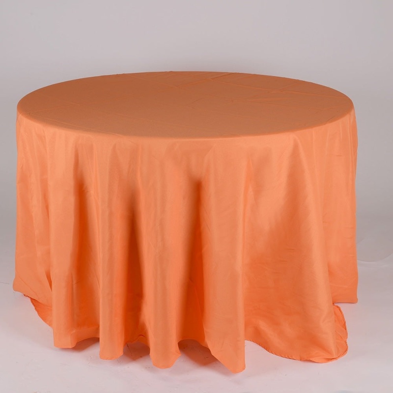 Orange - 132 Inch Round Polyester Tablecloths - ( 132 Inch | Round )