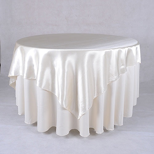 Ivory Satin Table Overlays ( 60 X 60 Inch )