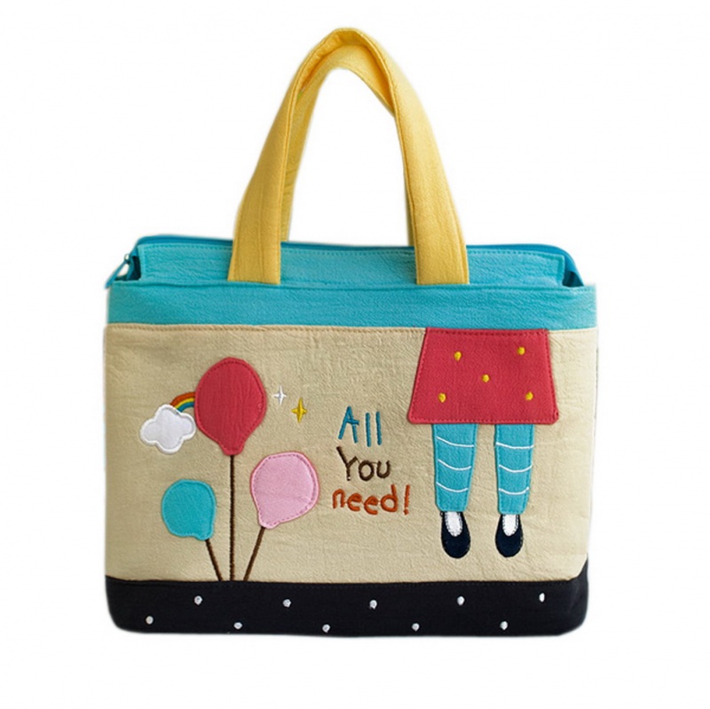 Embroidered Applique Fabric Art Tote Bag - All You Need
