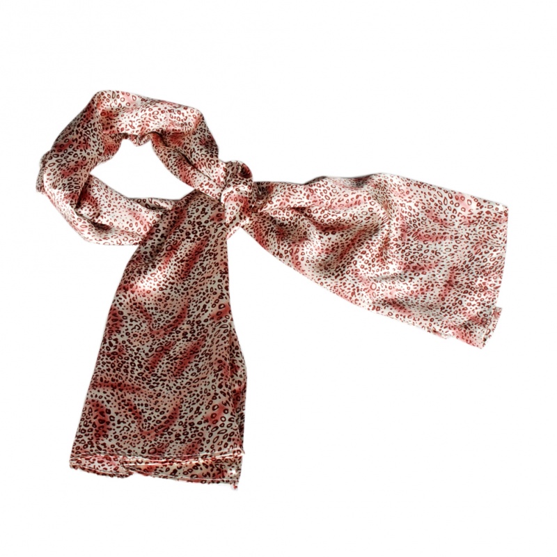 -Blancho Simple & Decent Warm Pink Tone Background Leopard Print Fashion Silk Scarf/Wrap/Shawl