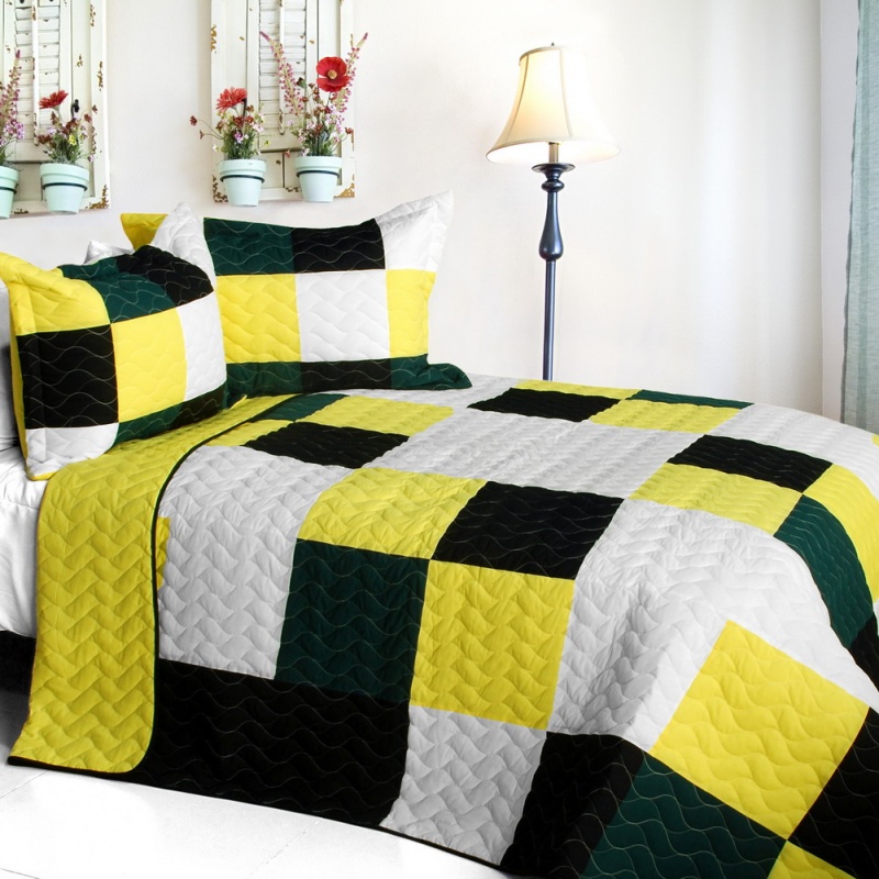 Vermicelli-Quilted Patchwork Quilt Set Full - Smashing Patchword - b