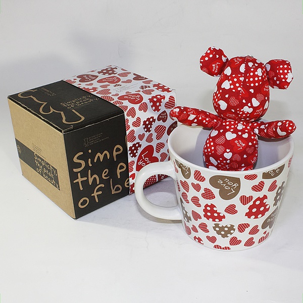 Sync - Stuffed Bear Mug - Heart Red