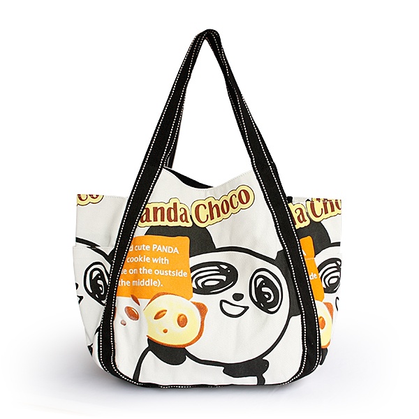 100% Cotton Eco Canvas Shoulder Tote Bag / Shopper Bag - Panda Choco