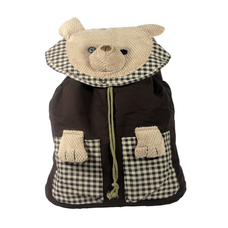 100% Cotton Fabric Art School Backpack - Lazy Bear