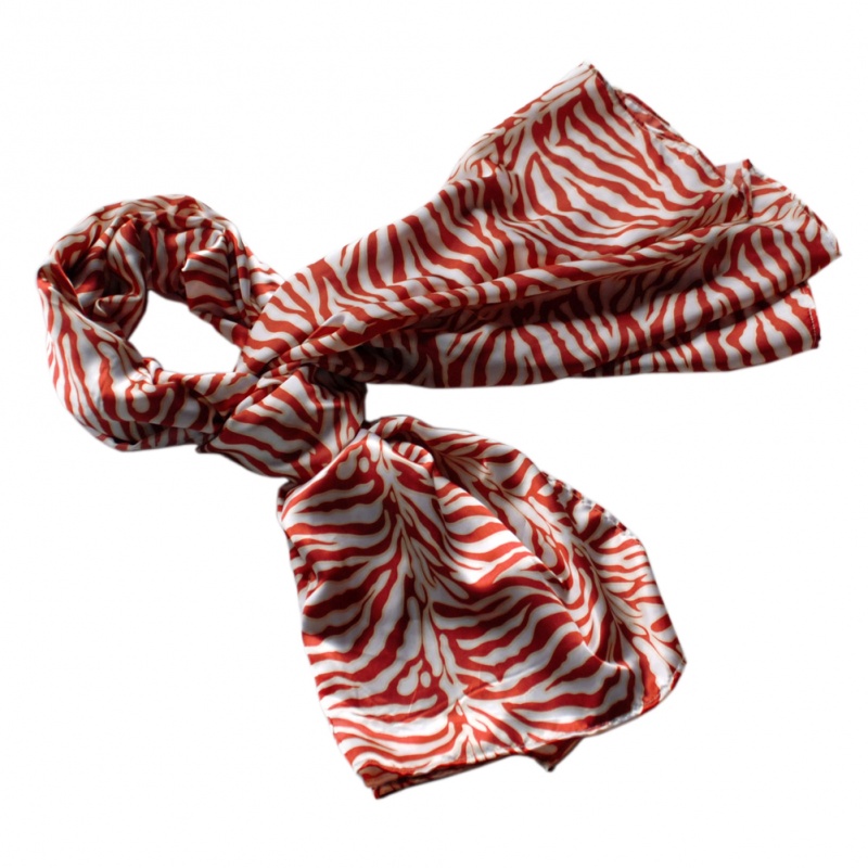 -Blancho Red Funky Zebra Animal Pattern Super Soft Silk Scarf/Wrap/Shawl