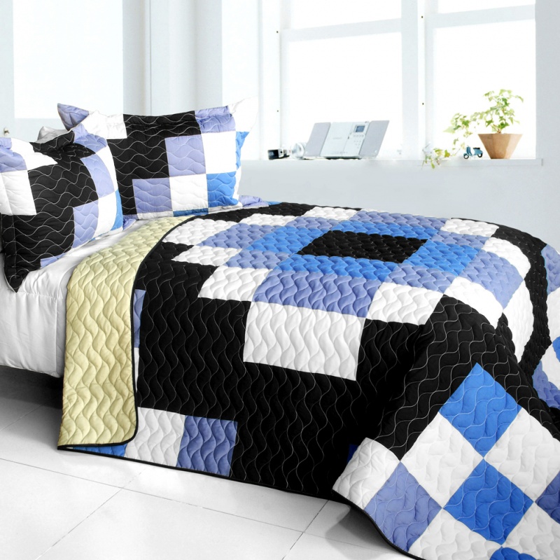 3Pc Vermicelli - Quilted Patchwork Quilt Set - Same Memory