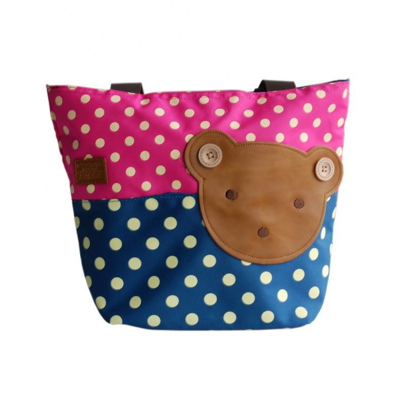 Blancho Applique Kids Fabric Art Tote Bag - Bear-Rosered