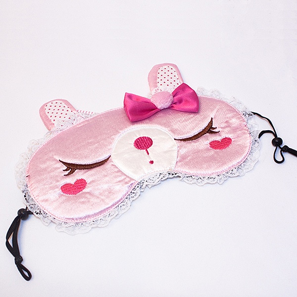 Embroidered Applique Eye Shade / Sleeping Mask Cover - Pink Temptation