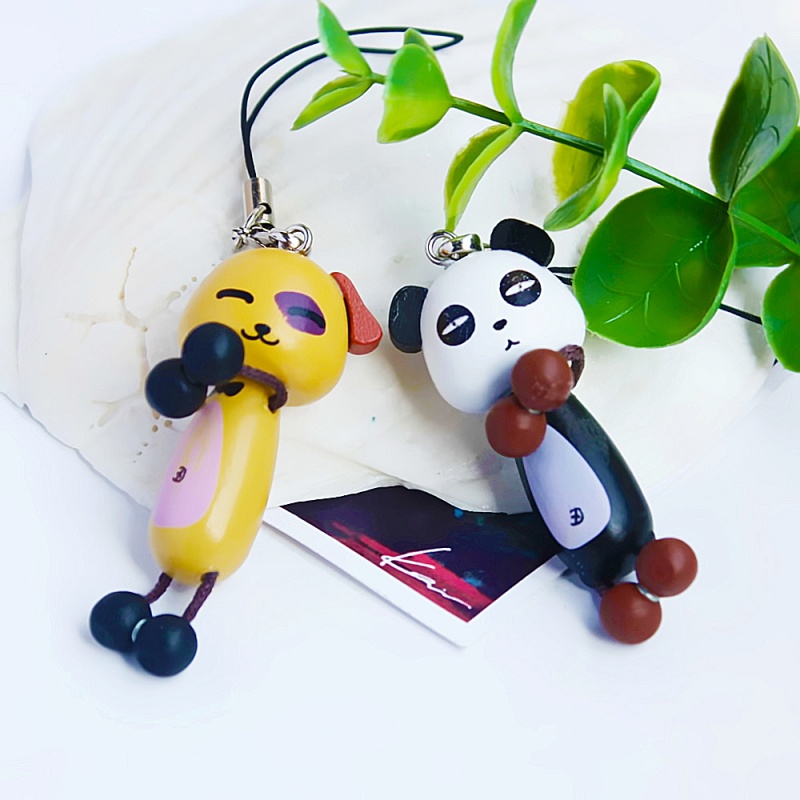 - Cell Phone Charm Strap / Camera Charm Strap - Happy Panda & Dog